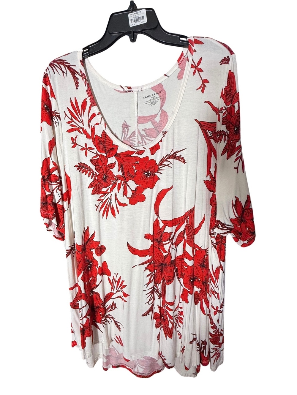 Lane Bryant Red & White Floral Tee 26/28